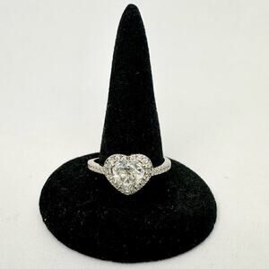 Heart Cut Halo Moissanite Diamond Engagement Ring 1.2 Ct Adjustable Ring.